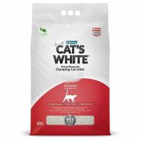 Наполнитель для кошачьего туалета бентонитовый натуральный без ароматизатора Cats White Natural, 8,5 кг 10 л