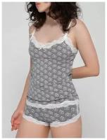 Легкая меланжевая пижамка с кружевом (серый / XL)