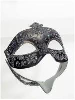 Карнавальная венецианская маска тёмно-серая женская