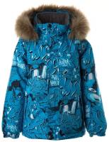 Детская куртка HUPPA MARINEL, неон синий с принтом 22269, размер 134