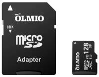 Карта памяти microSDXC 128GB UHS-I U3 V30, c адаптером, OLMIO