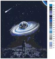 Картина по номерам, 80 x 100, R0L1-A-K008V2, космос, комета, луна, 
