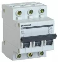 Автоматический выключатель ВА47-29 3Р 6А 4,5кА С GENERICA (арт. MVA25-3-006-C)