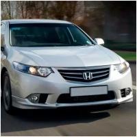 Клыки (накладки) на передний бампер для автомобиля Honda Accord 8 (Хонда Аккорд 8) (2011-2013) рестайлинг, арт.101345