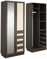 Шкаф распашной, гардероб, шкаф для одежды с зеркалом ШК 2/6 80/210/52 см Венге/дуб молочный