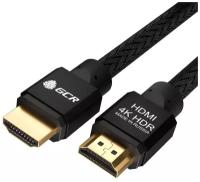 GCR Кабель PROF 2.0m HDMI 2.0, черный нейлон, AL корпус черный, HDR 4:2:2, Ultra HD, 4K 60 fps 60Hz/5K*30Hz, 3D, AUDIO, 18.0 Гбит/с