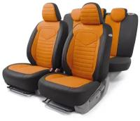 Комплект чехлов на сиденья LINEN, материал лён LIN-1505 BK/ORANGE