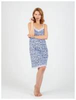 Сорочка женская Lilians, комбинация, размер 44, цвет сине-белый, гжель, кружево