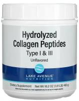 Коллаген Lake Avenue Nutrition Hydrolyzed Collagen Peptides Type I & III, 460 г