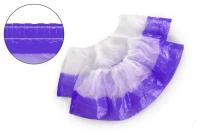 Бахилы одноразовые полиэтиленовые EleGreen (3.5г, двухслойные текстурированные, бело-фиолетовые, 50 пар в упаковке)