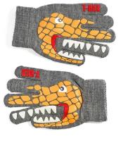 Перчатки детские для мальчика демисезонные на осень с рисунком тиранозавр Рекс