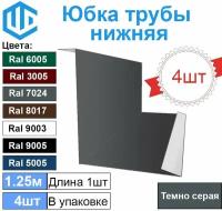 Фартук примыкания для обхода печной трубы. Юбка Темно-серая (4шт)