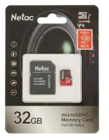 Карта памяти Netac P500 PRO microSDHC 32GB Сlass 10 UHS-I 100MB/s + ADP (NT02P500PRO-032G-R)