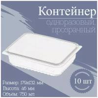 Контейнер одноразовый с крышкой, набор пластиковой посуды пищевой лоток для хранения и заморозки продуктов 750 мл 10 шт