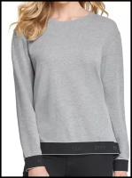 Свитшот DKNY L серый с черными манжетами с лого Women's Logo-Trim Sweatshirt Gray