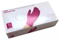 Перчатки Wally Plastik, ниттриловые, 50 пар, цвет розовый, размер S