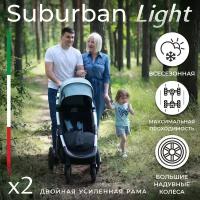 Всесезонная прогулочная коляска с надувными колесами Sweet Baby Suburban Light Green (Air)