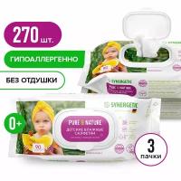 Влажные салфетки Pure&Nature Алоэ вера и нежный хлопок, липучка, 90 шт, 3 уп