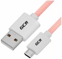 GCR Кабель 0.5m MicroUSB, быстрая зарядка, розовый нейлон