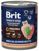 Влажный корм BRIT 850гр для любых собак Premium by Nature Индейка и утка