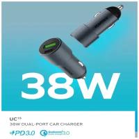 Автомобильное зарядное устройство Momax UC15 38W Dual Port Car Charger PD 3.0 QC 3.0 Space Gray (UC15E)