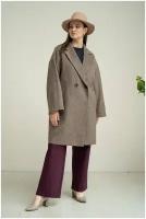 Пальто Modress зимнее, силуэт прямой, удлиненное, размер 56, коричневый