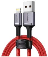 Кабель UGreen US293 USB 2.0 - Lightning MFI, 1 м, красный