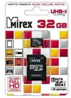 Карта памяти microSDHC Mirex 32 Гб класс 10 UHS-I - с адаптером SD