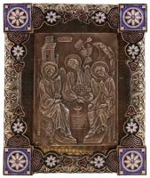 Икона Троица 10,5х13 литье,бронза, гор.эмаль, гравир.фон