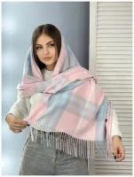 Палантин Cashmere,180х70 см, голубой, бежевый