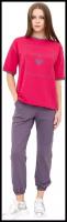 Женский спортивный костюм Движение Оливковый размер 46 Футер Лика Дресс с брюками с футболкой в стиле оверсайз