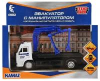 Машина металл KAMAZ эвакуатор Полиция 14 см (KAMTOW-15POL-WH)