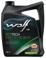 Масло моторное, Wolf ECOTECH 5W20 SP/RC G6 FE 4 л