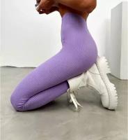 Легинсы MARK FORMELLE, прилегающий силуэт, спортивный стиль, стрейч, пояс на резинке, трикотажные, без карманов, размер 42, фиолетовый