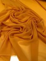 Ткань шифон креп однотонный, цвет желтый манго, цена за 3 метра погонных