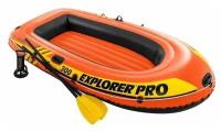 INTEX Лодка Explorer pro 300, 3 местная, 244 х 117 х 36 см, вёсла, ручной насос, до 200 кг, 58358NP INTEX