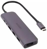 USB-концентратор 6 в 1 (хаб) Ugreen 3 x USB 3.0, HDMI, Jack 3.5 мм, PD (80132)