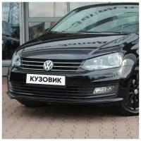 Бампер передний в цвет кузова Volkswagen Polo Фольксваген Поло (2014-2020) 2T - LC9X, DEEP BLACK - Чёрный