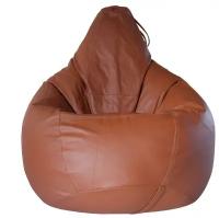 Кресло-мешок Груша XXXL-Комфорт, 250 л, коричневый, экокожа (Puffdom пуф, кресло, бескаркасная мягкая мебель)