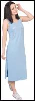 Женский сарафан арт. 19-0466 Голубой размер 46 Кулирка Шарлиз прямого силуэта с разрезами по боковым швам