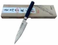 Нож кухонный универсальный Мини Шеф 13 см. Сталь Damaskus, сердцевина VG-10. Рукоять стеклотекстолит G10