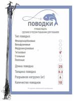 Поводки титановые с обжимной трубкой оснащенные 25 см 10 шт диам. 0,3 мм нагрузка 6 кг