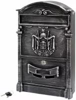 Почтовый ящик с замком уличный металлический для дома аллюр №4010B старое серебро