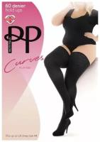 Плотные чулки plus size на силиконе, Pretty Polly, 4X, черный