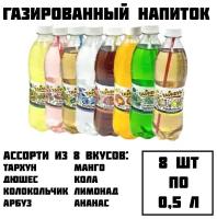 Газированный напиток безалкогольный без сахара ассорти кейс 8 шт по 0,5 л