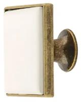 Ручка-кнопка мебельная, для шкафов, комодов, тумбочек `SANBERG` тифани (античное серебро, античная бронза премиум/белая керамика)