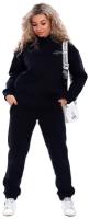 Женский спортивный костюм (худи+брюки) черного цвета, размер 44