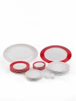 Сервиз столовый. Zarin Iran Porcelain Industries Co. Italia F, Spotty Red столовый набор 28 предметов