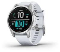 Garmin Fenix 7s серебристый с белым силиконовым ремешком white