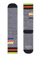 Меланжевые носки Athletic Happy Sock с цветными полосками (Размер: 25) (Цвет: серый с чёрным)